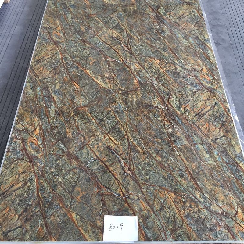 Fireproof PVC Marble Sheet UV Coating , Decorative Faux Marble Walls PVC Sheet